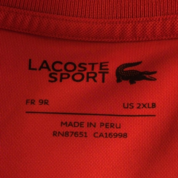 Lacoste Sport Polo Shirt Mens 2X Big Red Ultra Dry Performance Golf Tennis Pique - Picture 3 of 9